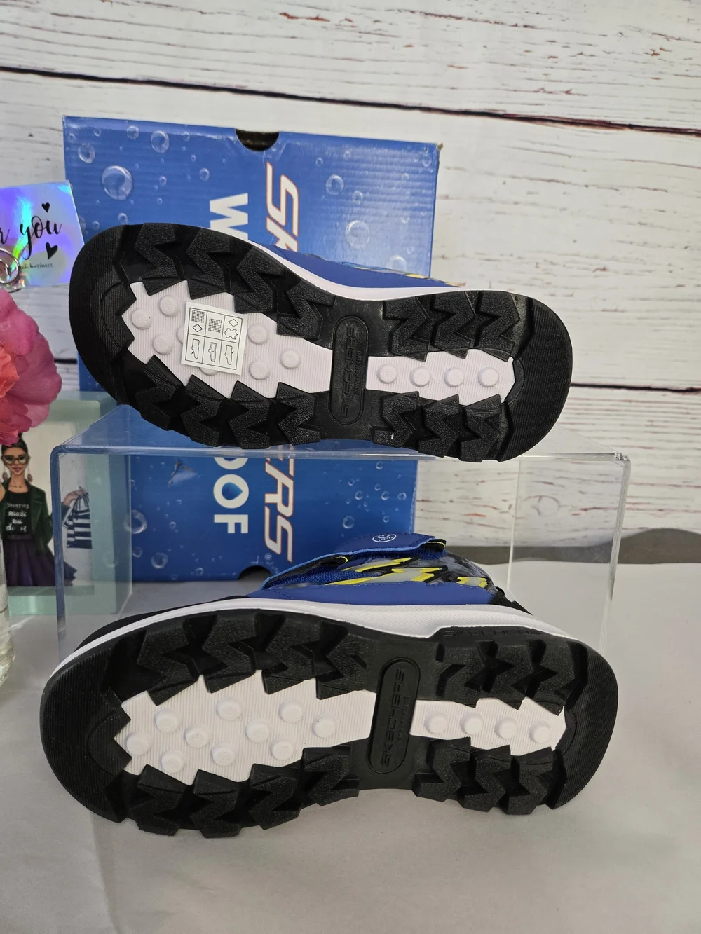 NEW Skechers S-Lights Waterproof Light-Up Kids Winter Boots Blue Black